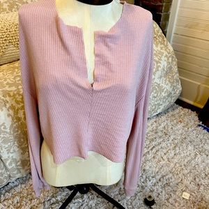 Dang Sassy Knit pink crop top large